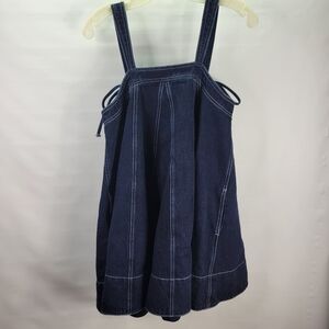 BDG Joelle Denim Mini Dress Urban Outfitters Babydoll Pockets Adjustable Ties SM